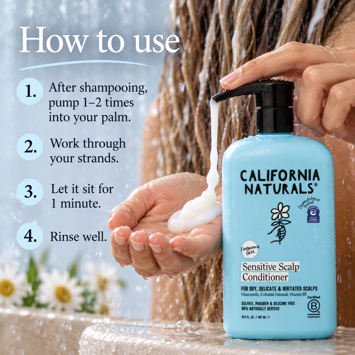 How to use California Naturals Sensitive Scalp Conditioner