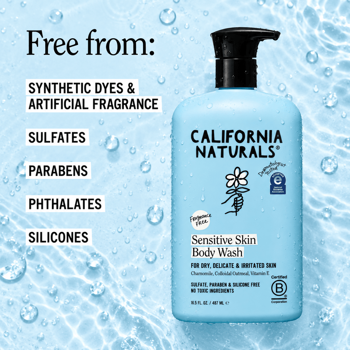 California Naturals Sensitive Skin Body Wash free-from infographic