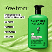 California Naturals Super Moisture Conditioner free from sulfates parabens silicones phthalates synthetic dyes and artificial fragrance