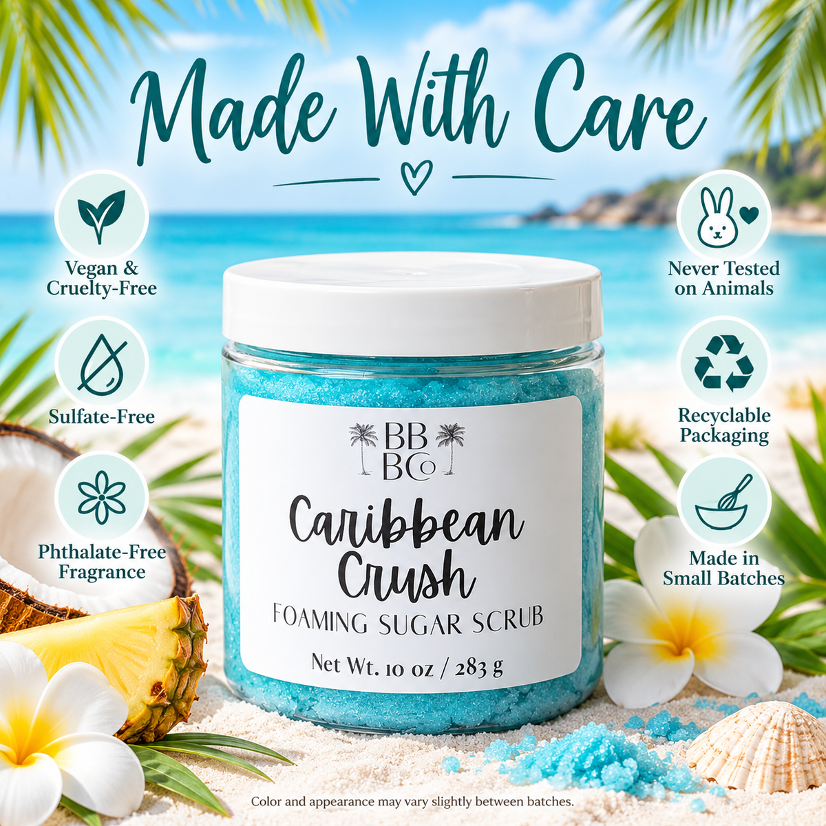 Caribbean Crush vegan cruelty-free sulfate-free phthalate-free recyclable small batch