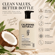 California Naturals Classic Clean Conditioner clean values and recycled bottle