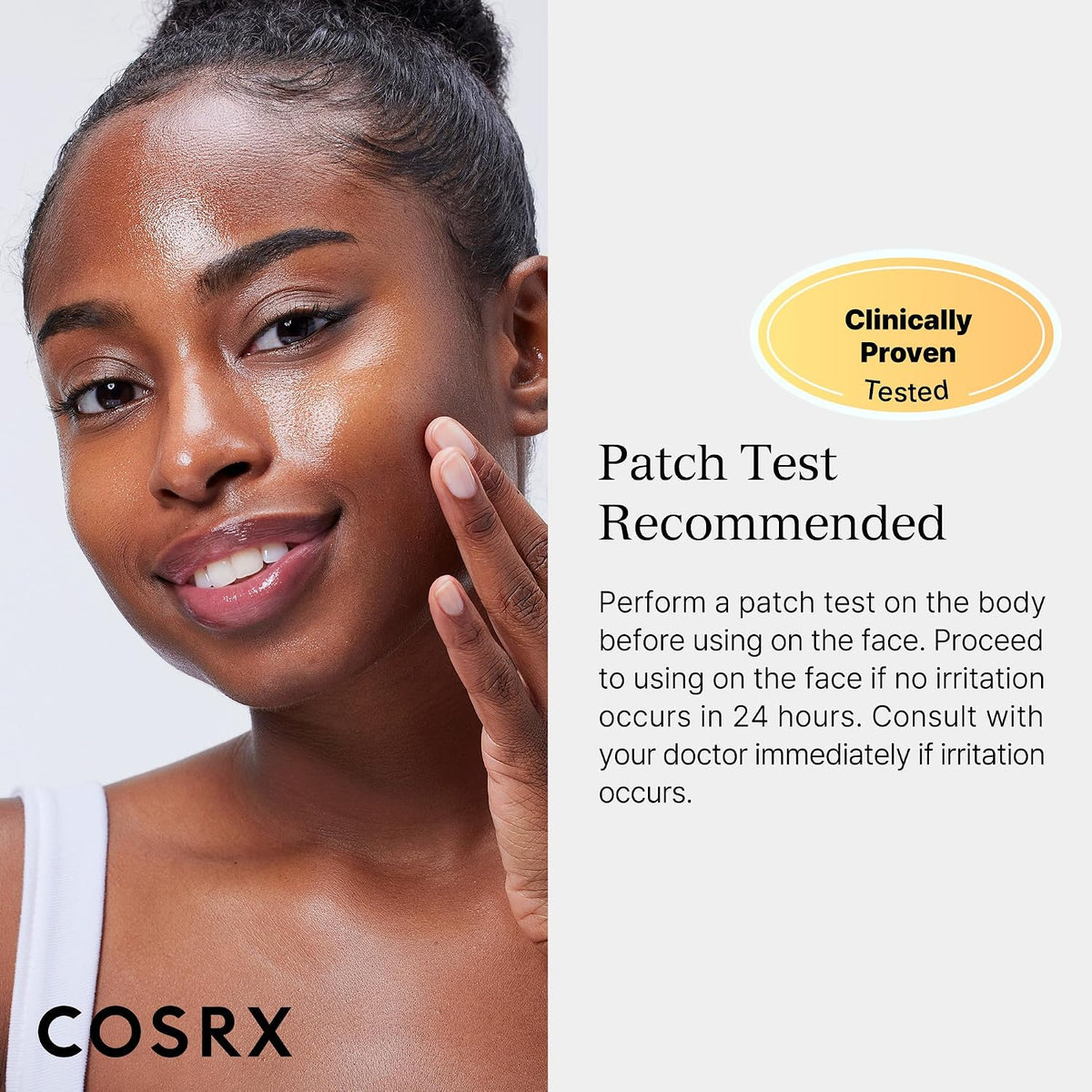 COSRX Advanced Snail Mucin Glass Glow Hydrogel Mask 3 Sheets - Patch test guidance - English Amazon panel