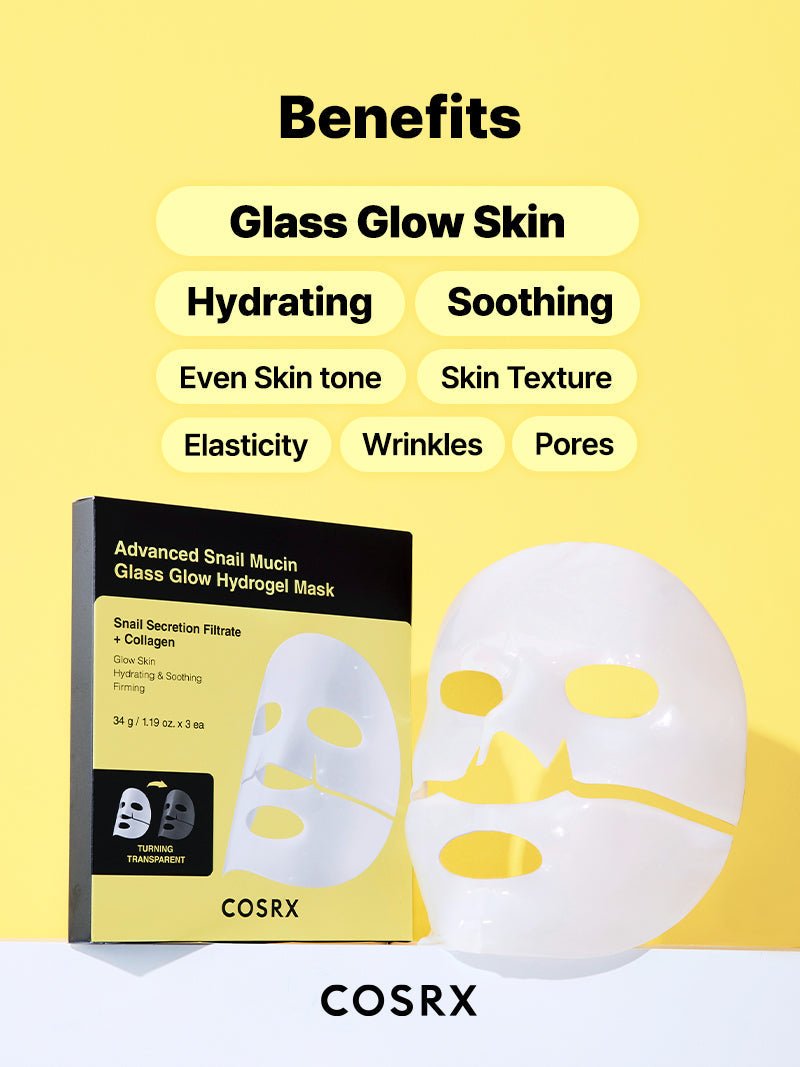 Advanced Snail Mucin Glass Glow Hydrogel Mask official English detail panel 3