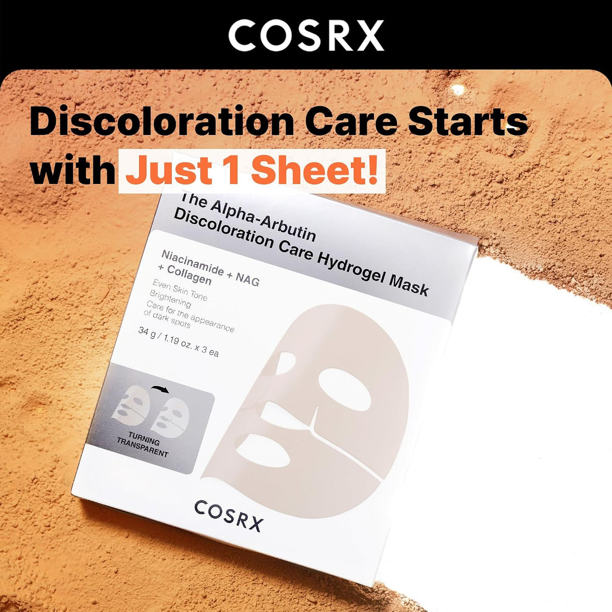 COSRX Alpha-Arbutin Discoloration Care Hydrogel Mask 3 Sheets - English Amazon gallery panel 02