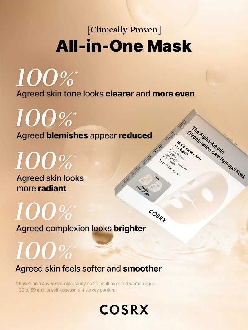 COSRX The Alpha-Arbutin Discoloration Care Hydrogel Mask official English detail panel 4