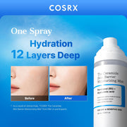 COSRX The Ceramide Skin Barrier Moisturizing Mist 120mL - Hydration depth before and after - English Amazon panel