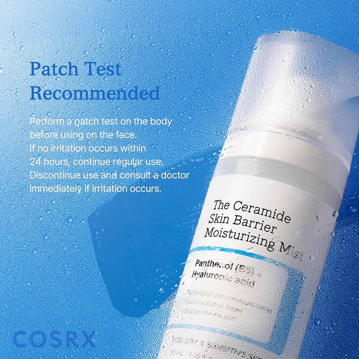 COSRX The Ceramide Skin Barrier Moisturizing Mist 120mL - Patch test guidance - English Amazon panel