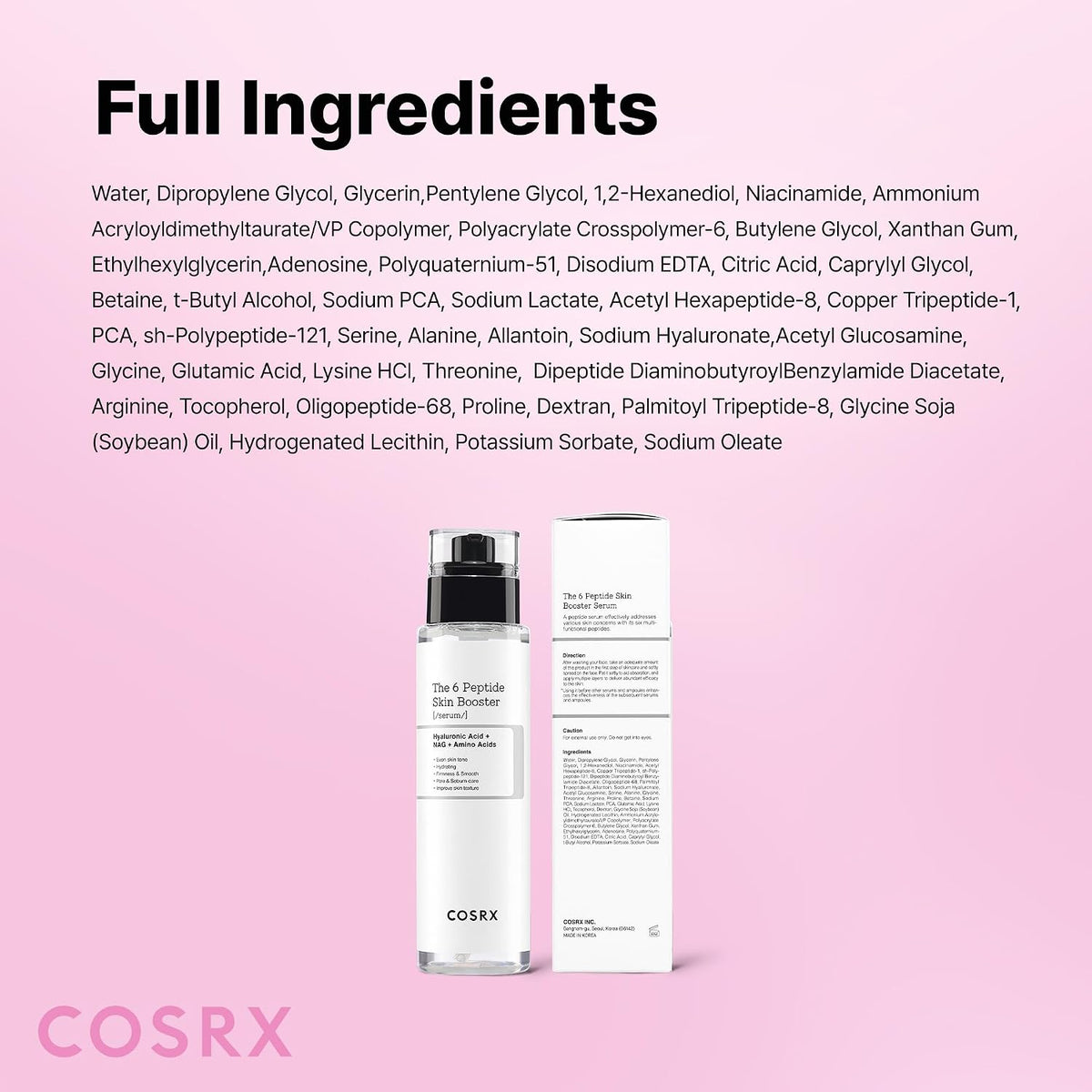 COSRX The 6 Peptide Skin Booster Serum 150ml — English product information amazon-8