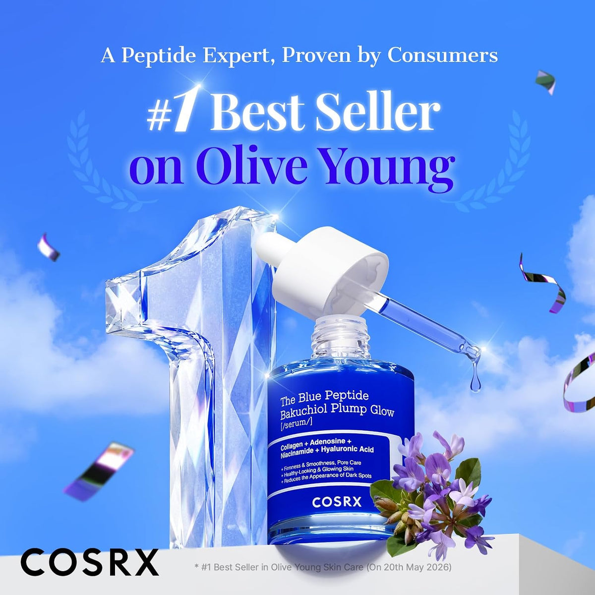 COSRX The Blue Peptide Bakuchiol Plump Glow Serum 50mL English amazon product information panel 2