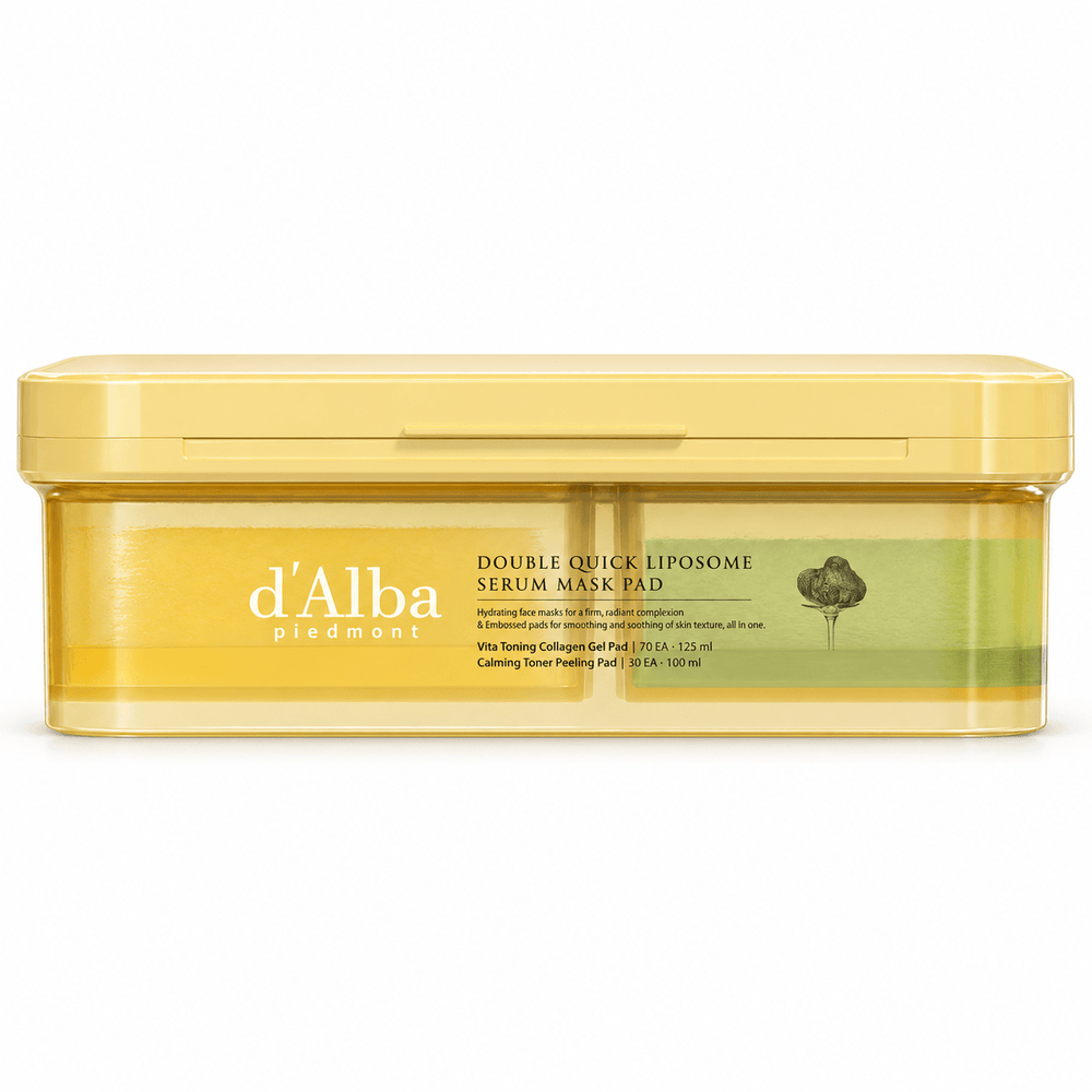 d'Alba Double Quick Liposome Serum Mask Pad 100 Pads dual-compartment tub