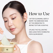 d'Alba Double Quick Liposome Serum Mask Pad: Two-step use instructions with application photo