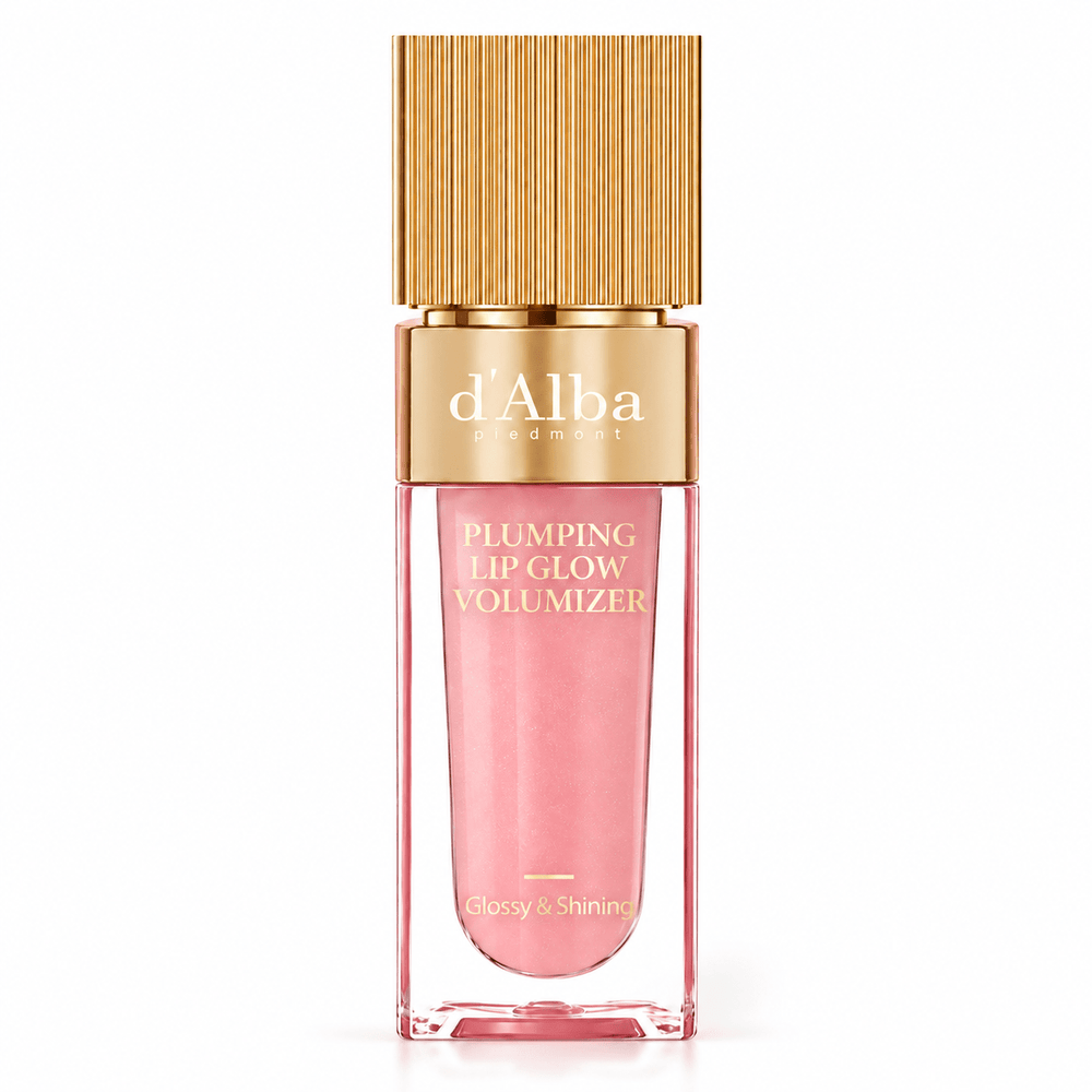 d'Alba Plumping Lip Glow Mood Volumizer feeble pink 5mL on white