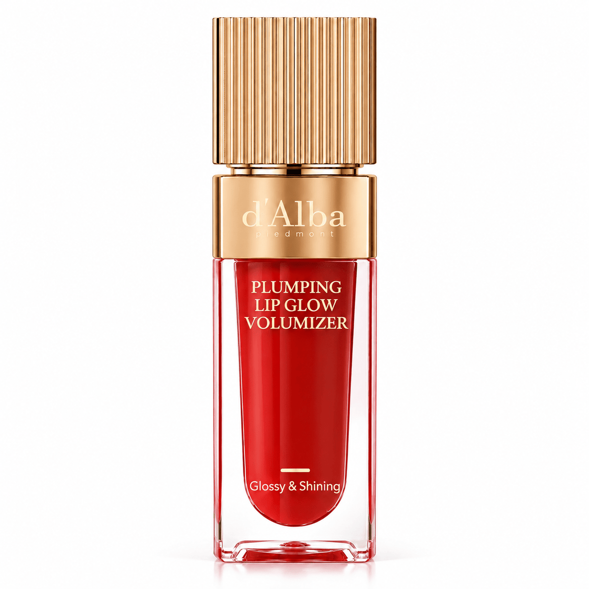 d'Alba Plumping Lip Glow Mood Volumizer ruby rose 5mL on white