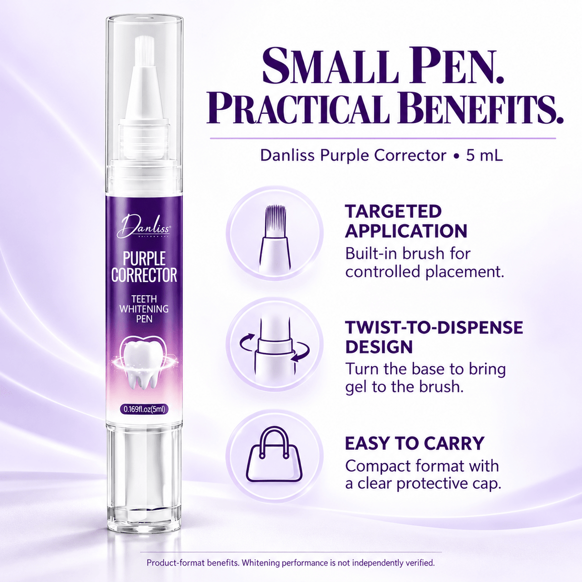 Danliss 5 mL pen benefits: brush application, twist dispensing and compact capped format