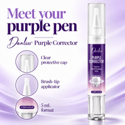 Danliss Purple Corrector pen overview with 5 mL size, brush applicator and clear cap