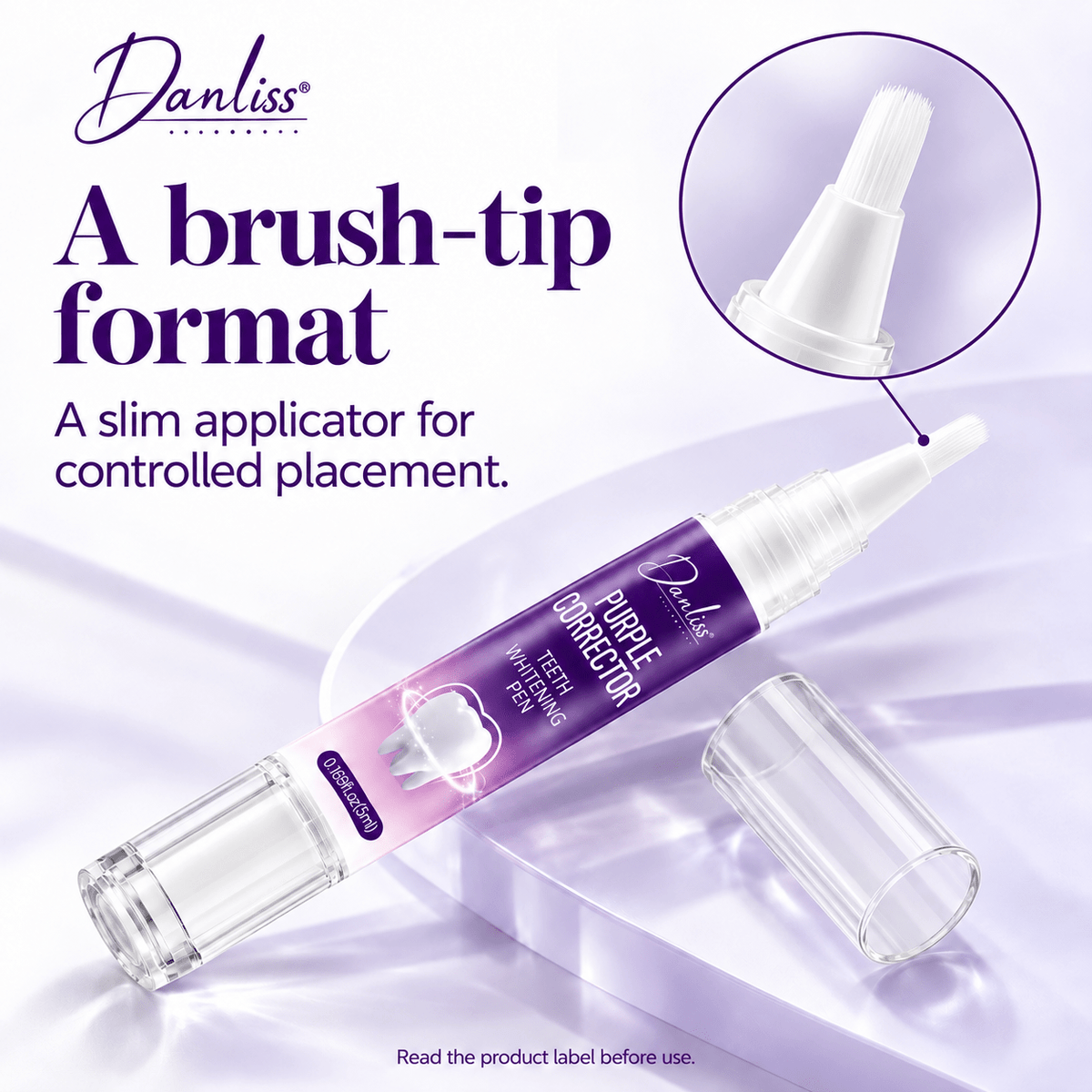 Danliss Purple Corrector pen with brush applicator close-up