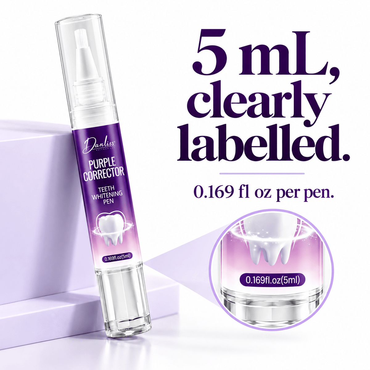 Danliss purple corrector 5 mL and 0.169 fl oz capacity label