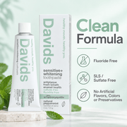 Davids Hydroxi fluoride free and sulfate free toothpaste infographic