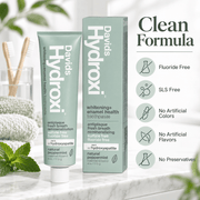 Davids Hydroxi clean formula fluoride free SLS free infographic
