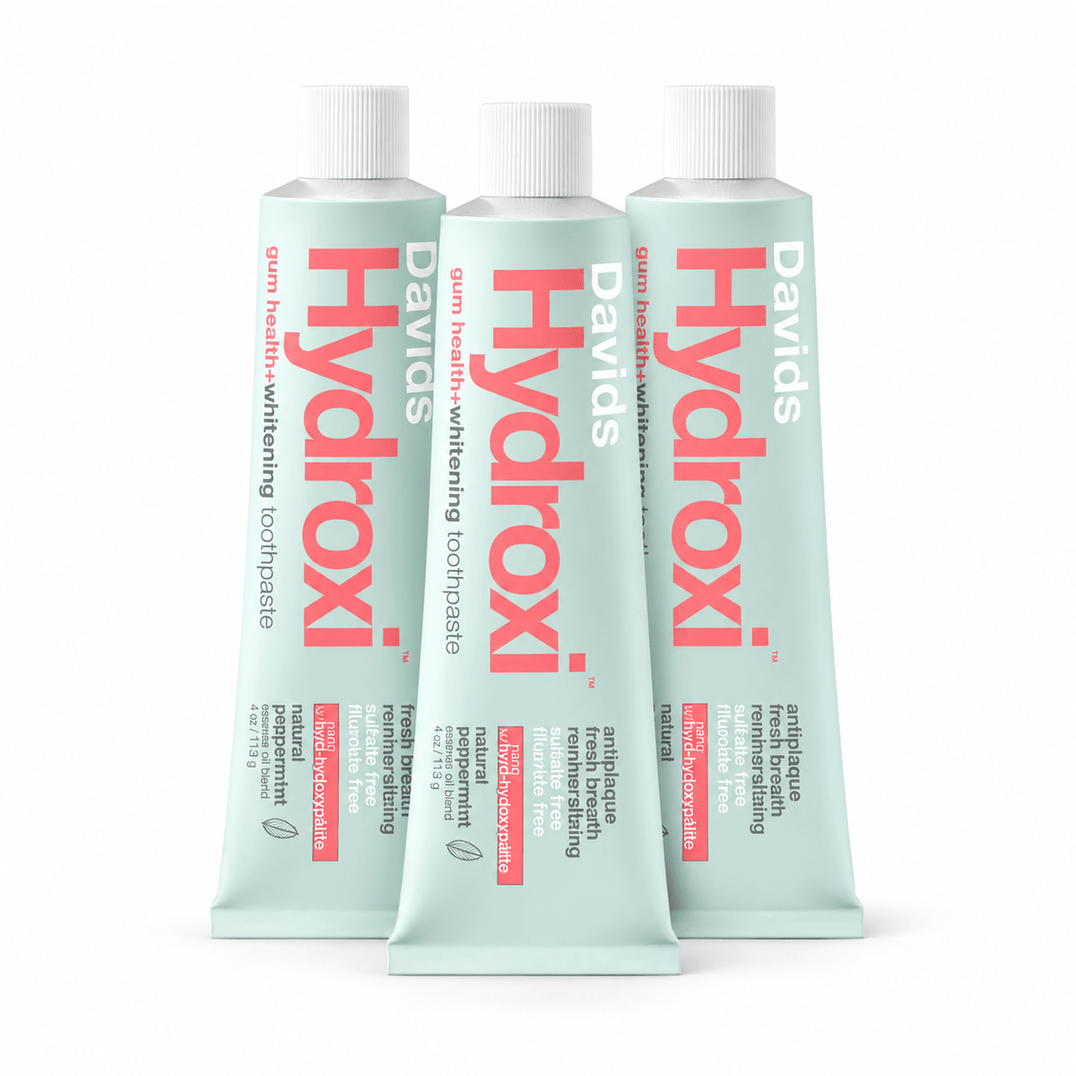 Davids Hydroxi Gum Health and Whitening Nano Hydroxyapatite Toothpaste 4 oz three pack