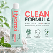 Davids Hydroxi fluoride free SLS free clean formula infographic