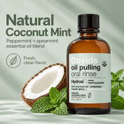 Davids oil pulling oral rinse natural coconut mint infographic