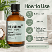 Davids oil pulling oral rinse how to use infographic