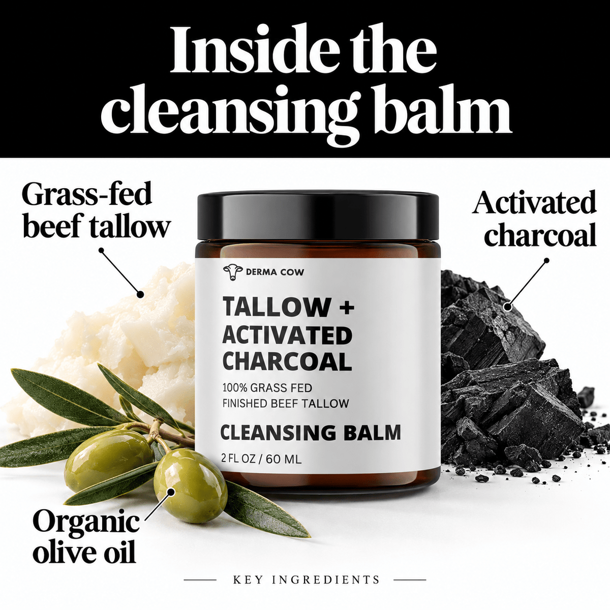 Derma Cow Tallow Activated Charcoal Cleansing Balm ingredients