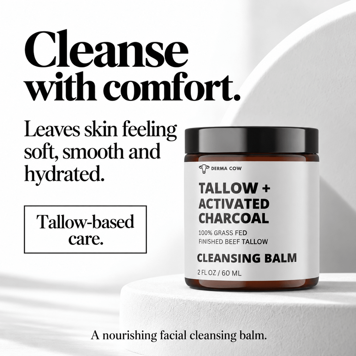Derma Cow Tallow Activated Charcoal Cleansing Balm moisturized feel