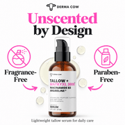 Derma Cow Tallow Peptide Serum fragrance-free and paraben-free attributes