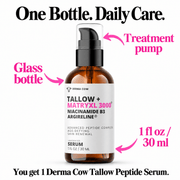 One 1 fl oz / 30 ml Derma Cow serum in a glass treatment-pump bottle