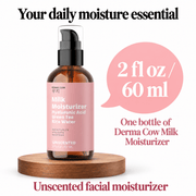 Derma Cow Milk Moisturizer one bottle 2 fl oz / 60 ml contents infographic