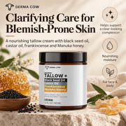Derma Cow tallow cream clarifying care infographic