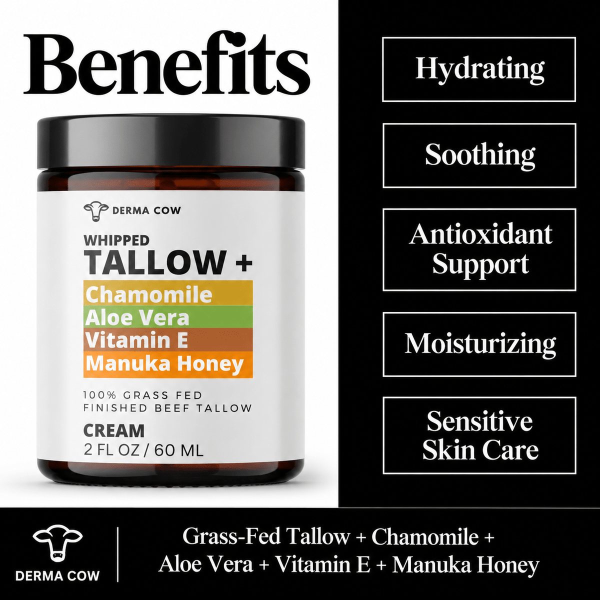 Derma Cow tallow cream hydrating and soothing benefits