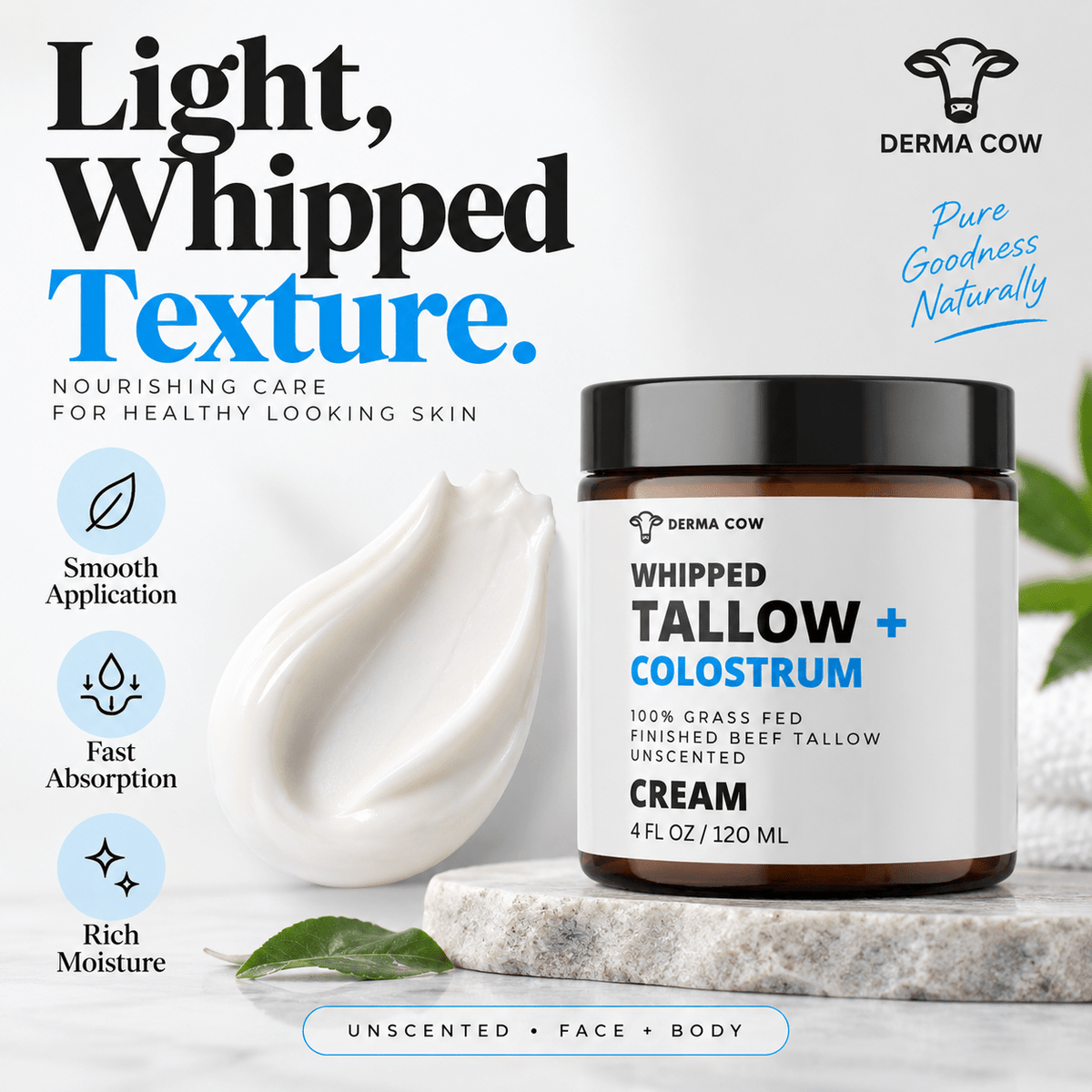 Derma Cow Tallow + Colostrum texture and absorption