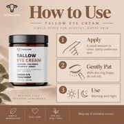 Derma Cow Tallow Eye Cream how to use infographic