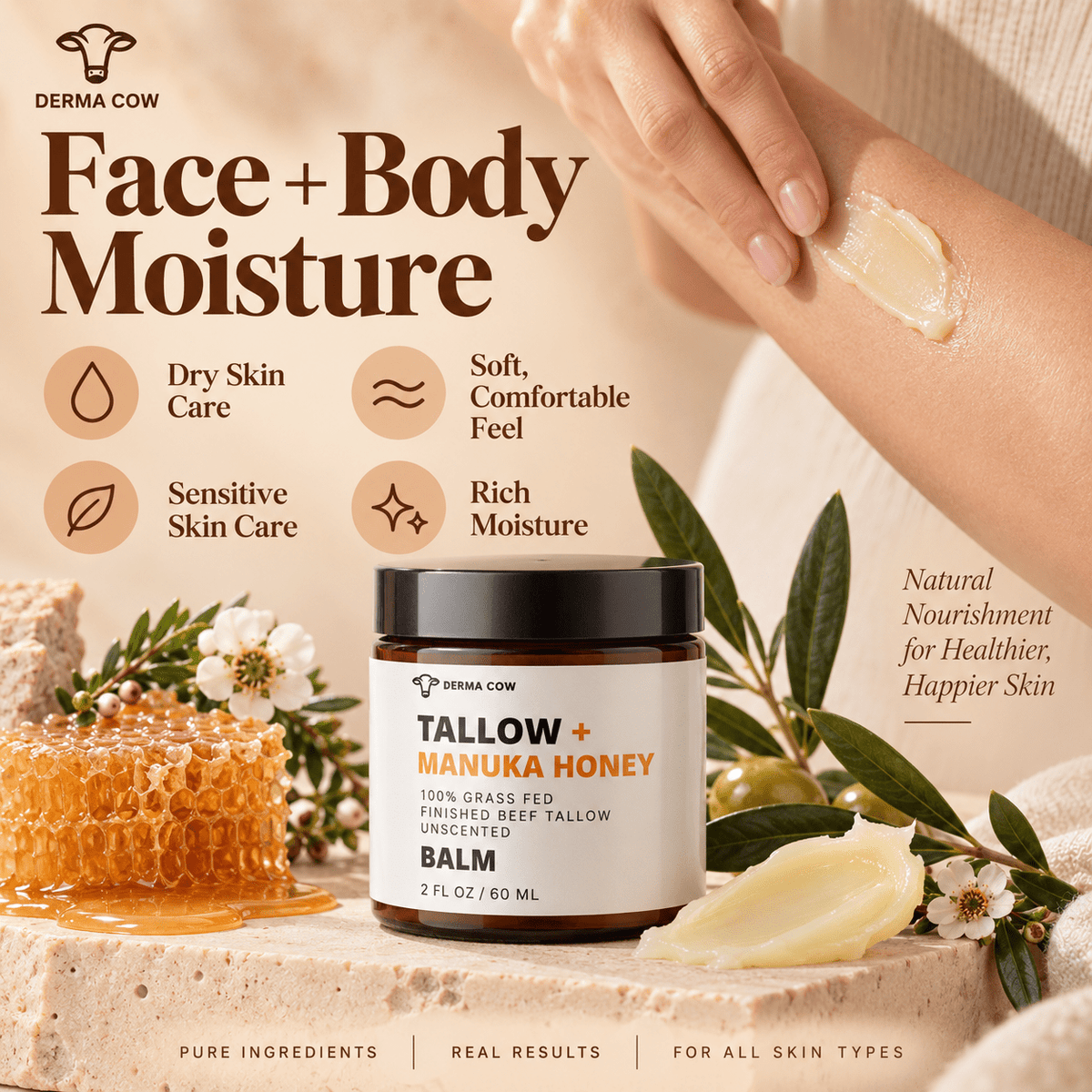 Derma Cow tallow balm face and body moisture