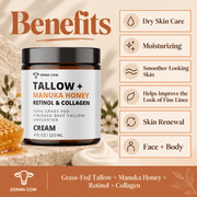 Derma Cow tallow Manuka Honey Retinol and Collagen benefits