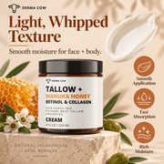 Derma Cow tallow cream light whipped texture and moisture