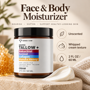 Derma Cow tallow moisturizer face and body infographic
