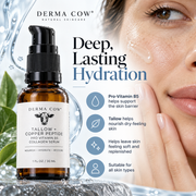 Derma Cow tallow serum deep hydration and skin barrier support infographic