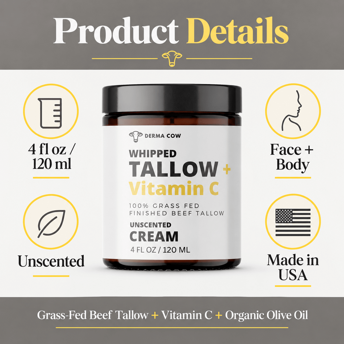 Derma Cow Tallow + Vitamin C product details