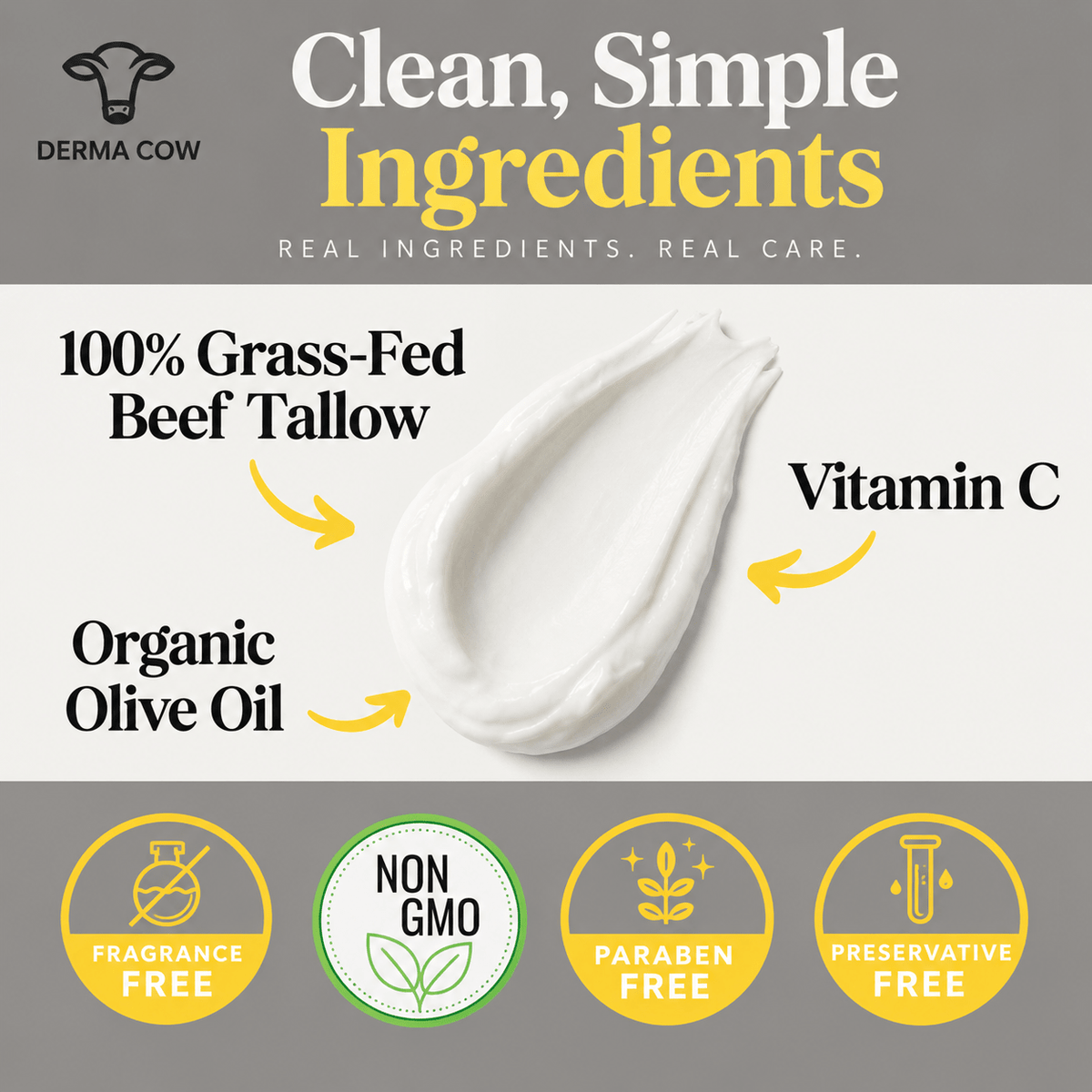 Derma Cow Tallow + Vitamin C key ingredients