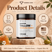 Derma Cow whipped tallow Manuka honey cream product details