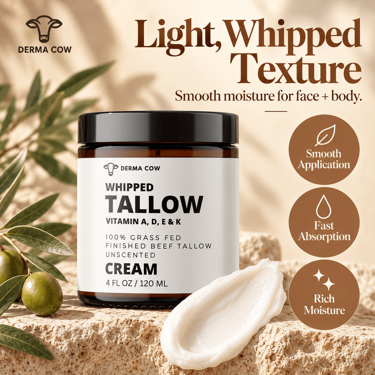 Derma Cow whipped tallow cream texture