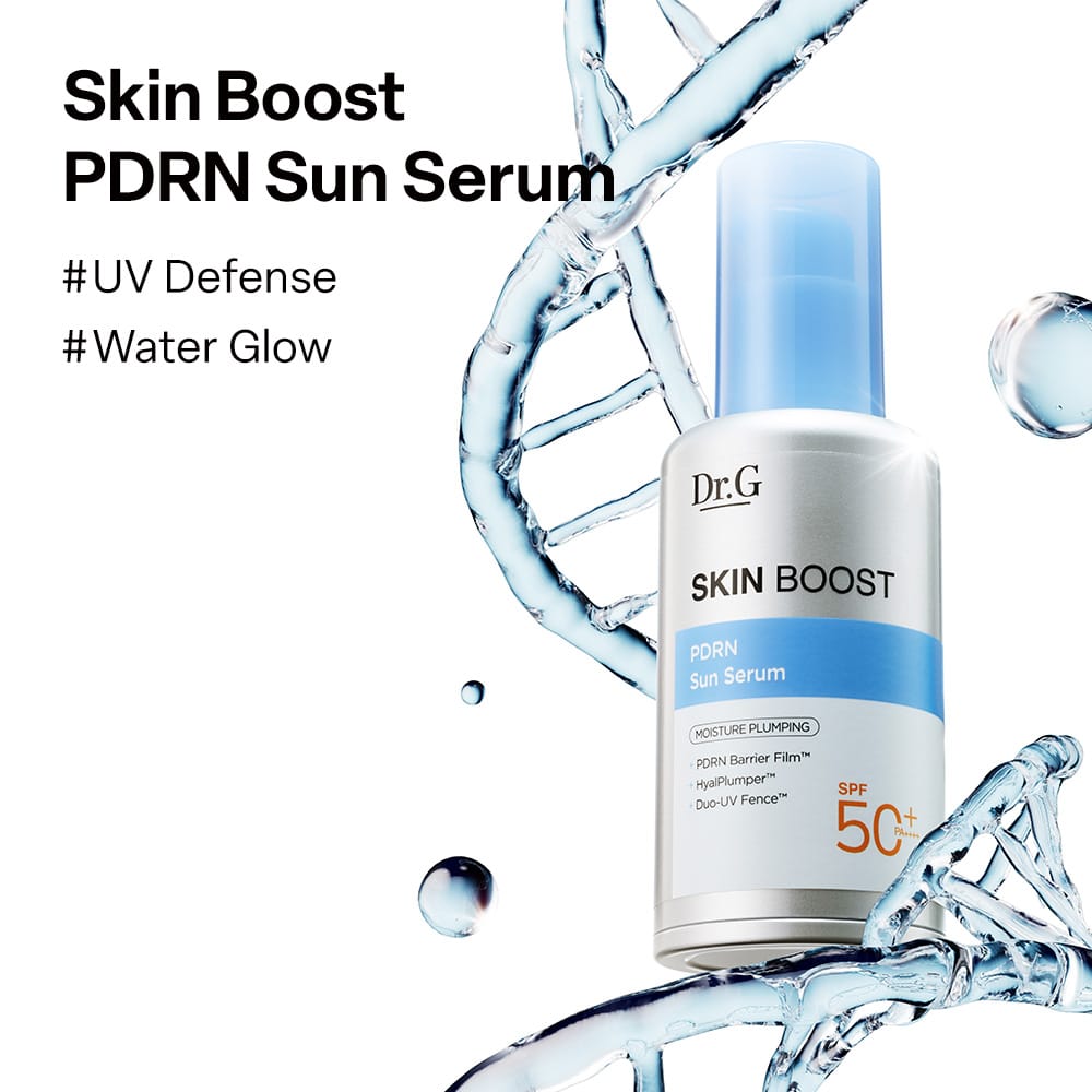 Dr.G Skin Boost PDRN Sun Serum UV defense and water glow product graphic