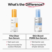 Dr.G comparison of Vita Clear Sun Serum and Skin Boost PDRN Sun Serum