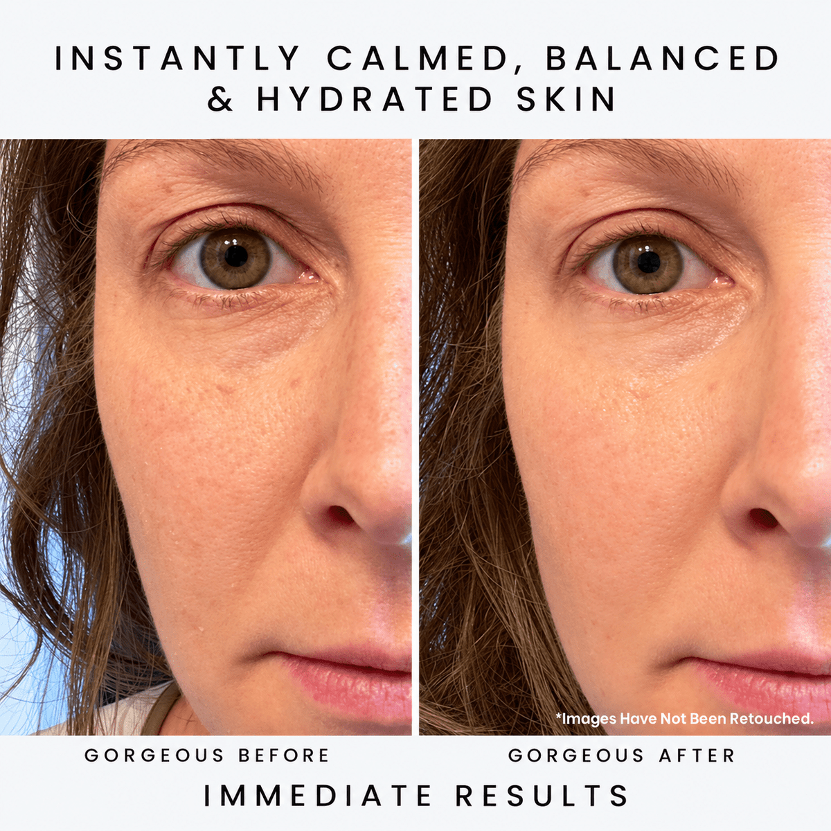 Earth Harbor Mystic Waters before and after immediate calming balancing and hydration results