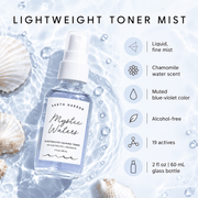 Earth Harbor Mystic Waters lightweight toner mist formula facts infographic