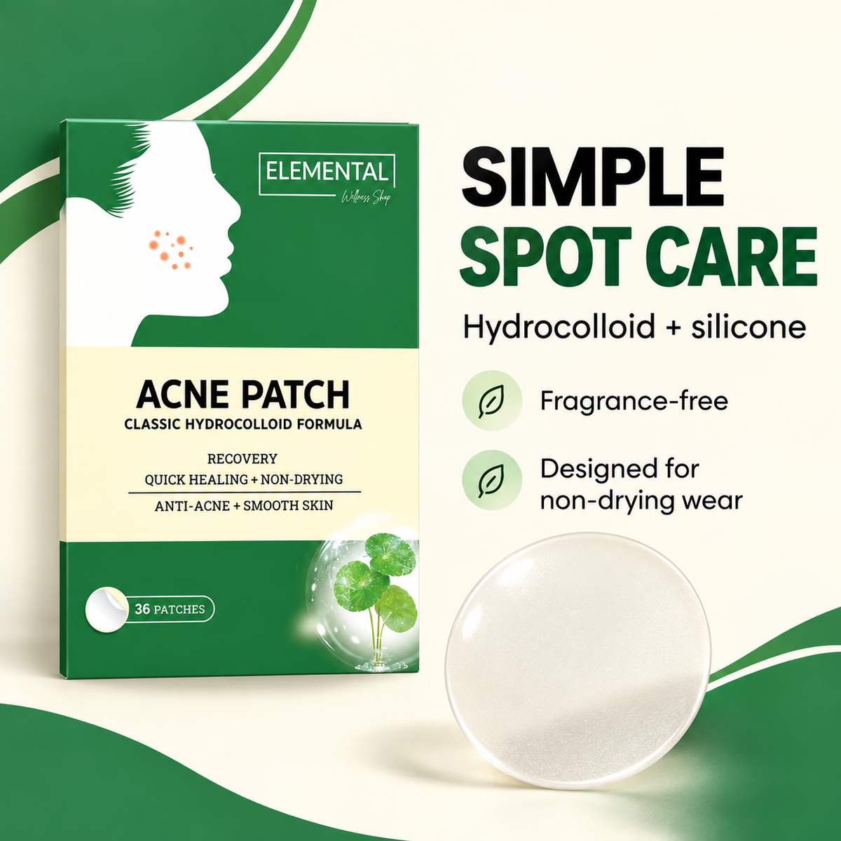 Hydrocolloid and silicone formula with fragrance-free non-drying wear